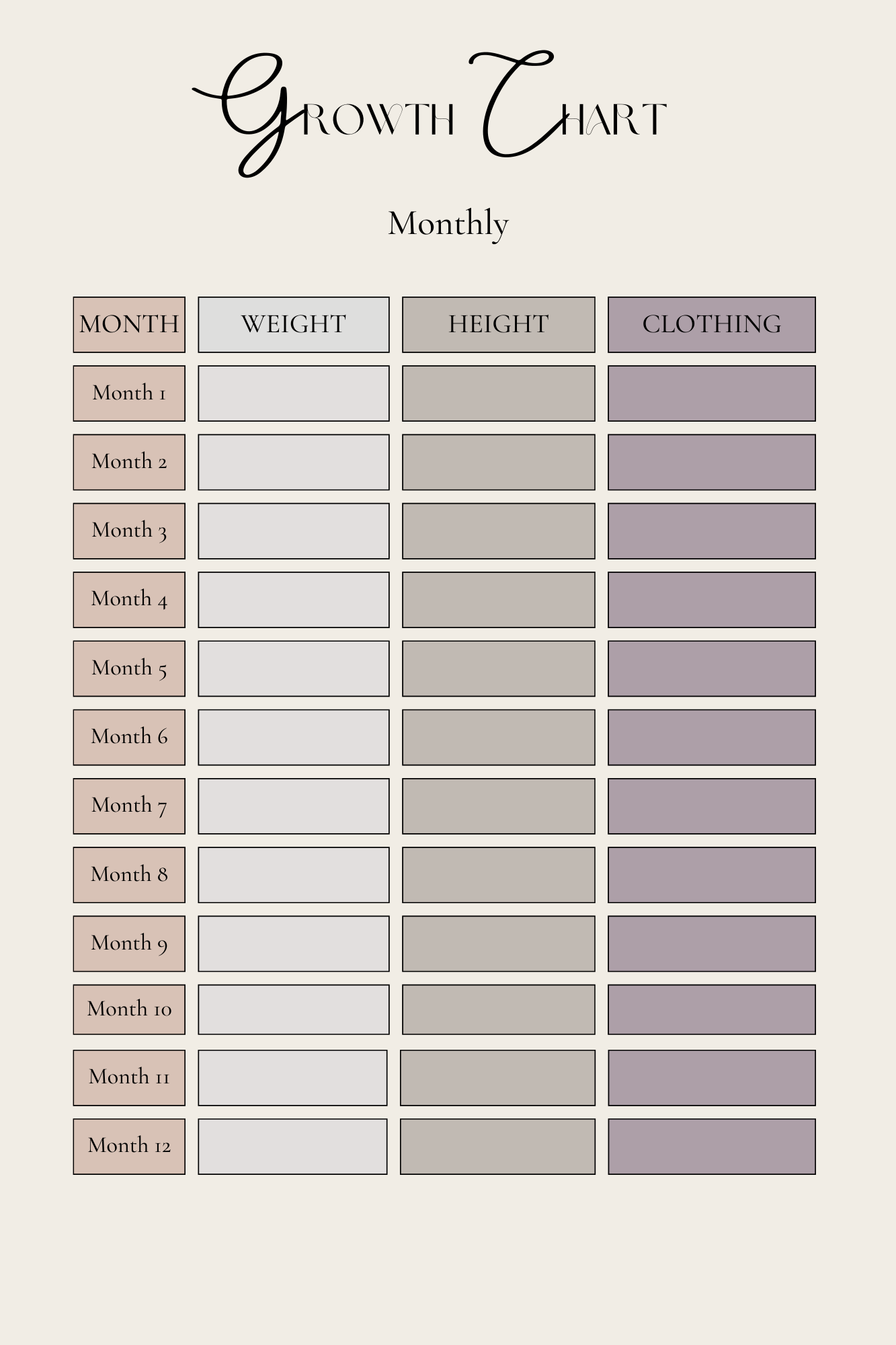 Baby Growth Chart Journal with Video